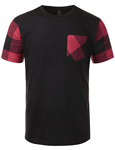 URBANCREWS Mens Hipster Hip Hop Classic Graphic Crewneck Pocket T-shirt