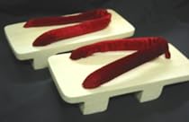 Geta Wooden Sandals, Red (D311)