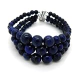 Pearlz Ocean Sterling Silver Lapis Lazuli 3-row Journey Bracelet