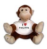 Monkey plush toy (Ingo) with I Love Philippa T-Shirt