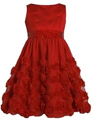 Girls Polyester/Satin/Spandex Round Neck Sequined Applique Mesh  Knee Length Sleeveless Bubble Dress  Dress With a Bow(s) and a Sash 