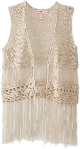 Sugartart Love Big Girls' Crochet Vest, Cream, Small