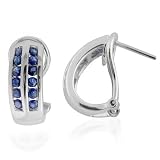 925 Sterling Silver 0.91cts Blue Sapphire Earrings