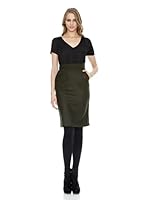 Naf Naf Vestido Manga Corta (Verde Militar)