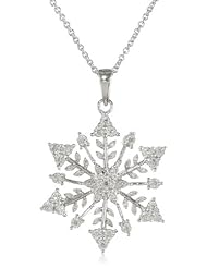 Sterling Silver Snowflake Shape Pendant Necklace (1/7 cttw, I-J Color, I3 Clarity), 18"