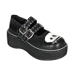 2 Inch Trendy Gothic ShoePlatform Black Pu Mary Jane Shoes With Zipper And Skull