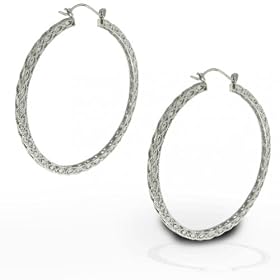 Bling Jewelry Sterling Silver Filigree Large 2.75" Vintage Hoop Earrings