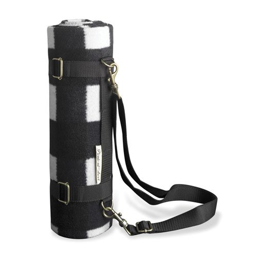 Picnic at Ascot 9124 Black and White Plaid Outdoorsman Blanket & Carrier 55x55-in.