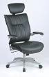 Deluxe Leather Executive Chair With Cantilever Arms, Adjustable Headrest and Platinum Finish Base By Office Star