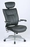 Deluxe Leather Executive Chair With Cantilever Arms, Adjustable Headrest and Platinum Finish Base By Office Star