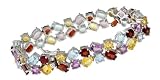 Sterling Silver Genuine Gemstone Double Row Bracelet