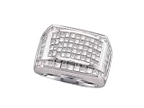 3.50Ctw .MENS WHITE GOLD INVISIBLY SET REAL DIAMOND RING
