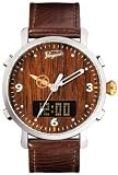 Men's Analog-Digital Dark Wood Dial Leather Strap Watch - Original Penguin