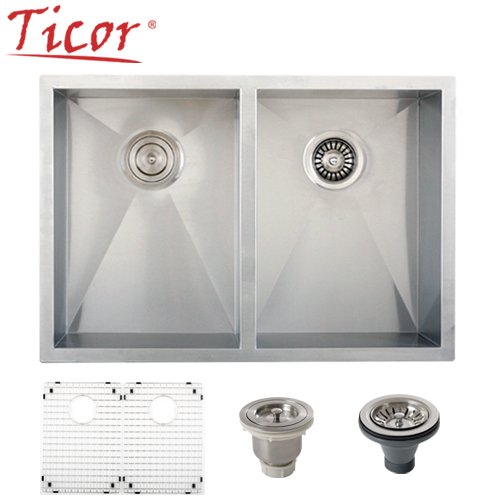 Undermount 16 Gauge Stainless Steel Double-Bowl Square Kitchen Sink