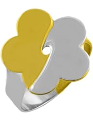 14 Karat Two-tone Gold Bypass Flower Ring (Size 7)