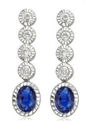 1.72ct Sapphire & Vs Diamond Stud Earrings 14k Gold