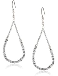 Lucky Brand Silver Beaded Oblong Earrings