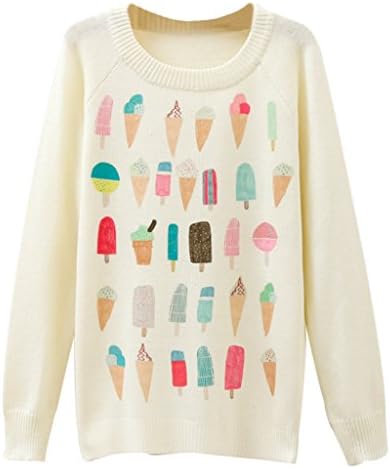Cashsun Women's Warm Cute Pattern Knit Long Sleeve Pullovers Sweater, Multi-ic