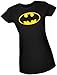 Batman Classic Logo Crop Sleeve Fitted Juniors T-Shirt, Medium