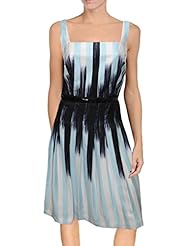 A-line Striped Print Square Neck Beaded Acetate/Silk Sleeveless Jumpsuit  with a Brush/Sweep Train 