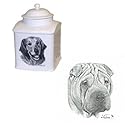 Shar Pei Memorial Urn by Porcelain by Rosalinde (7in)