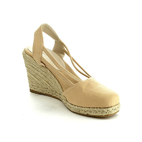 C Label Rollin-5 Womens Espadrille Elastic Sling Back Wedge Sandals