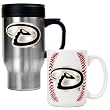 Arizona Diamondbacks MLB Stainless Steel Travel Mug & Gameball Ceramic Mug Set - Primary Logo