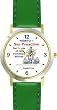 Habit 1 - Be Strong (Spanish Text) - DELUXE TWO-TONE WATCH from THE 7 HABITS - WATCH COLLECTION BY WATCHBUDDY&reg; - Arabic Numbers - Green Leather Strap-Size-Large ( Men's Size or Jumbo Women's Size )