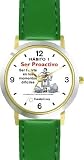 Habit 1 - Be Strong (Spanish Text) - DELUXE TWO-TONE WATCH from THE 7 HABITS - WATCH COLLECTION BY WATCHBUDDY&reg; - Arabic Numbers - Green Leather Strap-Size-Large ( Men's Size or Jumbo Women's Size )