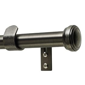 Levolor Fluted End Cap Rod Set, Antique Pewter, 1-Inch Diameter, 36 to 66-Inch Width by Levolor