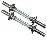Solid Chrome Heavy Duty 14-inch x 1-inch Dumbbell Handles - 8 lbs total inclduing 2 handles and 4 collars