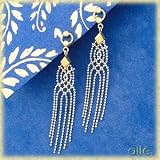 14K 2-Tone Beaded Link Drop Earrings