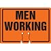 Accuform Signs FBC754 Plastic Traffic Cone Top Warning Sign, Legend "MEN WORKING", 10" Width x 14" Length x 0.060" Thickness, Black on Orange
