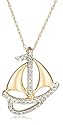 14k White or Yellow Gold Diamond Sailboat Pendant (1/8 cttw, G-H Color, I1 Clarity), 18"