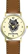 Cairn Terrier (SC) Dog - WATCHBUDDY&reg; DESIGNER DELUXE TWO-TONE THEME WATCH - Arabic Numbers-SAND & SOIL STYLE - Pale Yellow Dial with Brown Leather Strap-Size-Large ( Men's Size or Jumbo Women's Size )