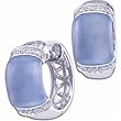 14K White Gold Genuine Chalcedony and Diamond Fashion Earrings