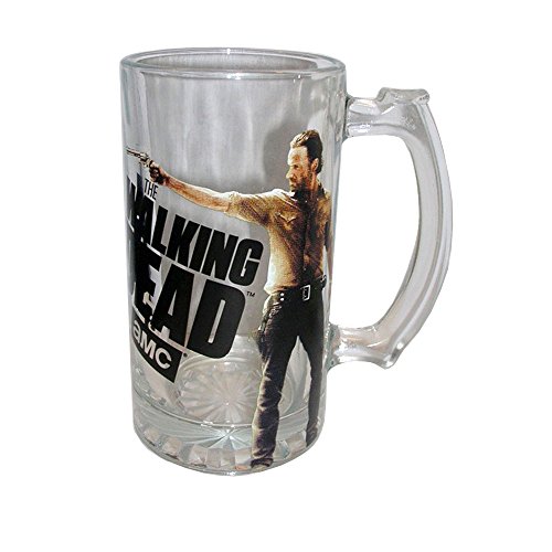 Walking Dead Rick Glass Beer Mug with Handle 16 oz