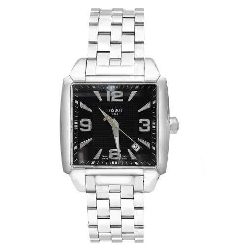 41PHS2oqXXL Tissot Mens Quadrato Stainless Steel Black Dial Watch
