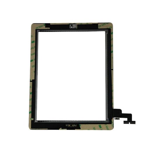 New Black iPad 2 Digitizer Touch Screen Front Glass Assembly - Includes Home Button + Camera Holder + PreInstalled Adhesive