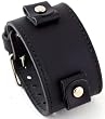 Nemesis #LBB-KK Wide Black Leather Cuff Wrist Watch Band with Black Stitching