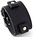 Nemesis #LBB-KK Wide Black Leather Cuff Wrist Watch Band with Black Stitching