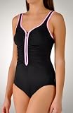 Reebok Zig Zag Zip-Front Contrast Trim One Piece Swimsuit (58112)