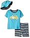 Gerber Little Boys' Toddler 3 Piece Shirt, Short and Bucket Hat Set, Surfboard, 3T