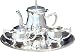 Children's Deluxe Silver-Plated 5-piece Tea Set Playset *Set includes a tea pot with hinged lid, a sugar bowl with lid, a creamer and an etched serving tray.*