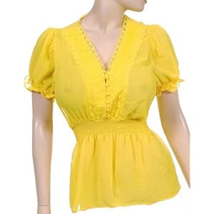 Sexy Yellow Victorian Lace Peasant Blouse : pretty woman bohemian shirt victorian
