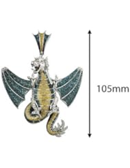 8.00 Carat Color diamond Dragon Hip Hop Large pendant in 10k White gold