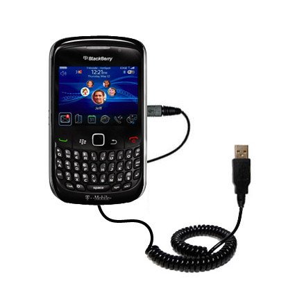 Coiled USB Cable for the Blackberry 8530 with Power Hot Sync and Charge capabilities - uses Gomadic TipExchange Technology