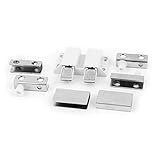 uxcell　マグネットキャッチラッチ　ガラスドアストップ　ホワイト　シルバートーン　金属　プラスチック