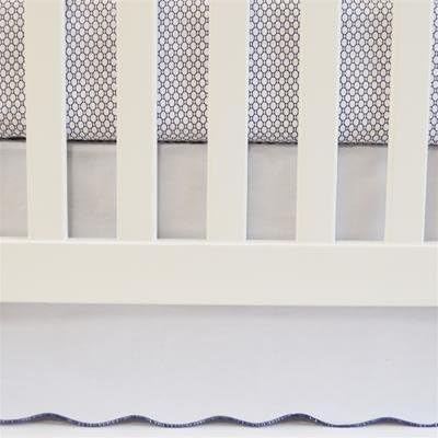 Oliver B OBSS101 Scalloped Crib Skirt with Navy Trim