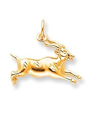 10K Yellow Gold Leaping Satin Gazelle Charm FindingKing